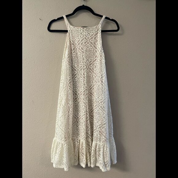 AUW - Girls cream lace halter top dress - Picture 2 of 6